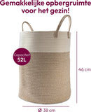 Wasmand Katoen - Opbergmand 52 ltr - Mand Rond met handvaten - Wasbox Opvouwbaar - Speelgoedmand