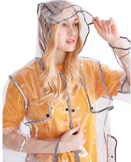 TDR-Transparante regenjas met reflecterende rand- One size