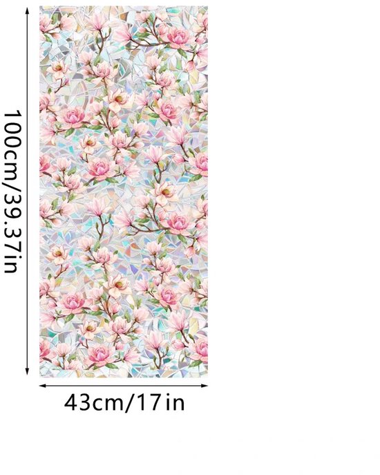 PVC glasfolie Magnolia zelfklevend privacy UV 40x100 cm