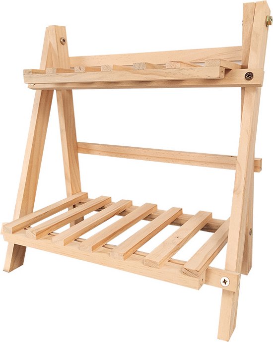 opvouwbare Houten Bureau Organiser - Bureau opbergrek van hout-2 opberglagen- 35x17x35 CM