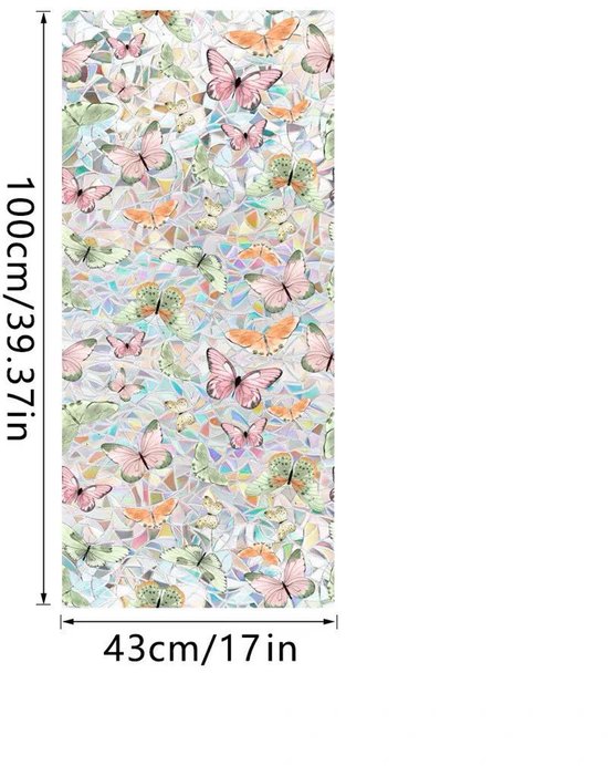 PVC Glasfolie Vlinderpatroon Privacy Zelfklevend 40x100 cm