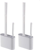 2x Antibacteriële Siliconen WC-borstel Set met Houder - Grij