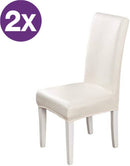 2x Stoelhoezen Stretch Imitatieleer Waterdicht Cream