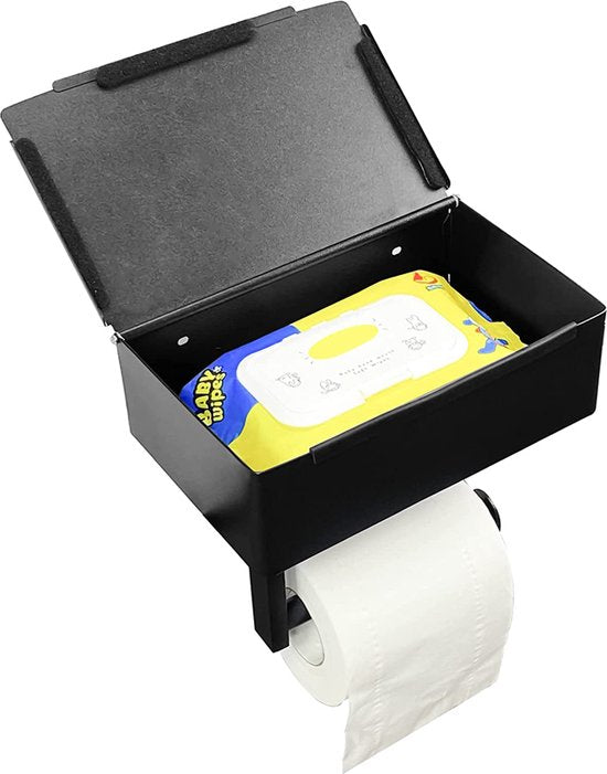 3-in-1 Zelfklevende RVS Toiletrolhouder met Plankje Zwart