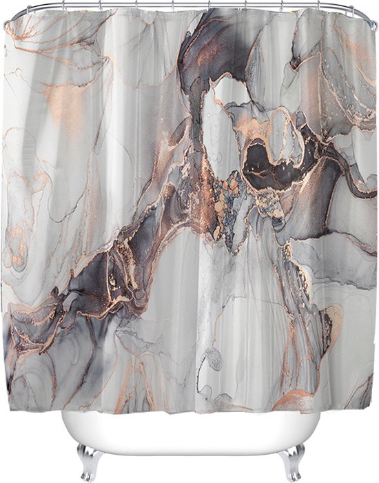 Waterdicht douchegordijn marmer geometrisch extra dik grijs