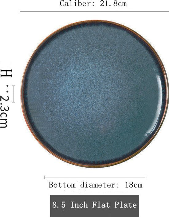 TDR - Europese stijl creatieve keramische set 21.8CM/ 8,5 inch plat bord-marineblauw-1set 4 stuks
