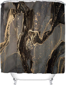 Unikorf Waterdicht Marmer Douchegordijn Zwart/Goud