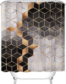 Waterdicht douchegordijn met marmerpatroon - Luxe uitstraling, Uitstekende waterbestendigheid, Eenvoudig te installeren 180*200CM-bruin/goud