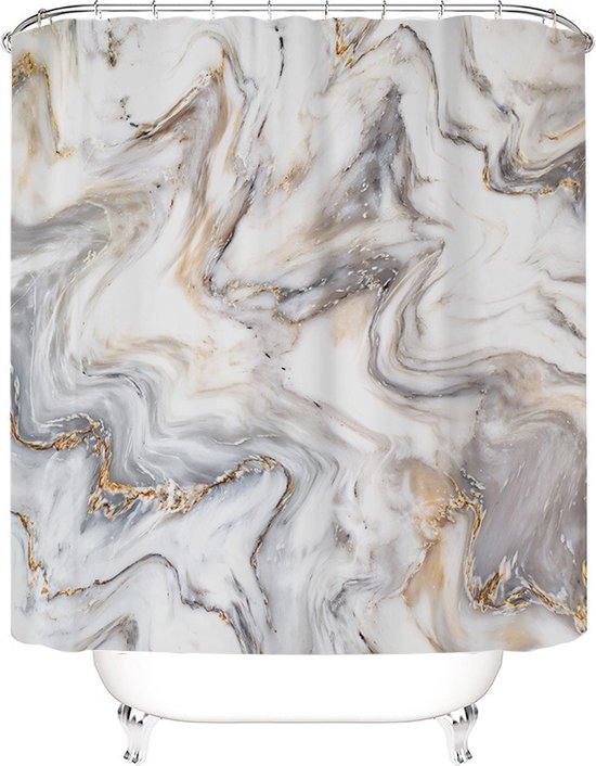 Waterdicht douchegordijn marmerpatroon 180x200cm lichtgrijs
