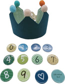 verjaardagskroon-koninklijke kroonvorm met leeftijd naar keuze van 1-9 jaar-Comfortabel Katoen - Elegant Design - Ultiem Comfort- aquamarijnblauw