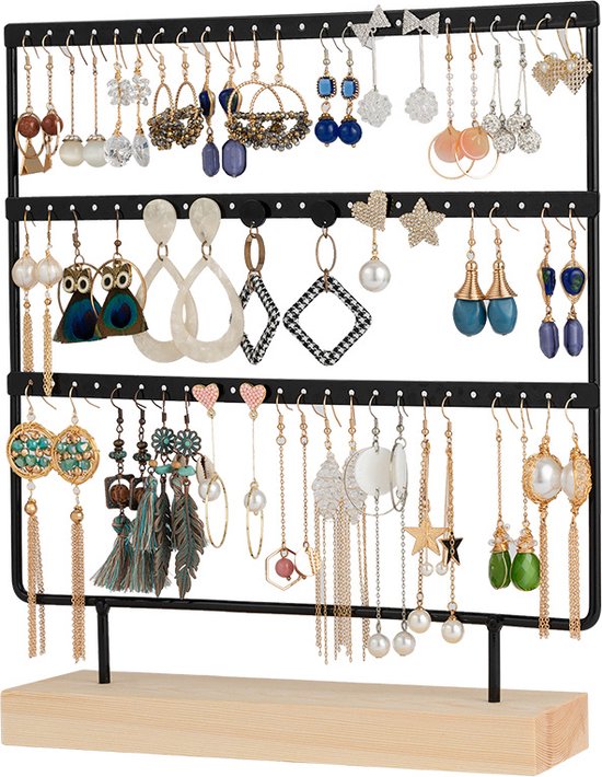 72 Gaatjes Oorbellenrek - 3 Niveaus - Duurzaam Metalen