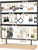72 Gaatjes Oorbellenrekje - 3 Niveaus - Duurzaam Metalen Sieradenrekje - Sieraden Opbergen