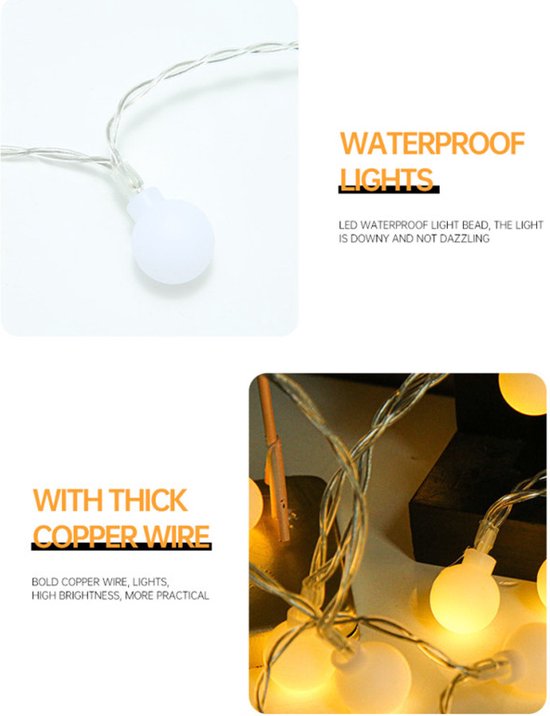 Merkloos 3m LED Lichtsnoer 20x warm wit USB