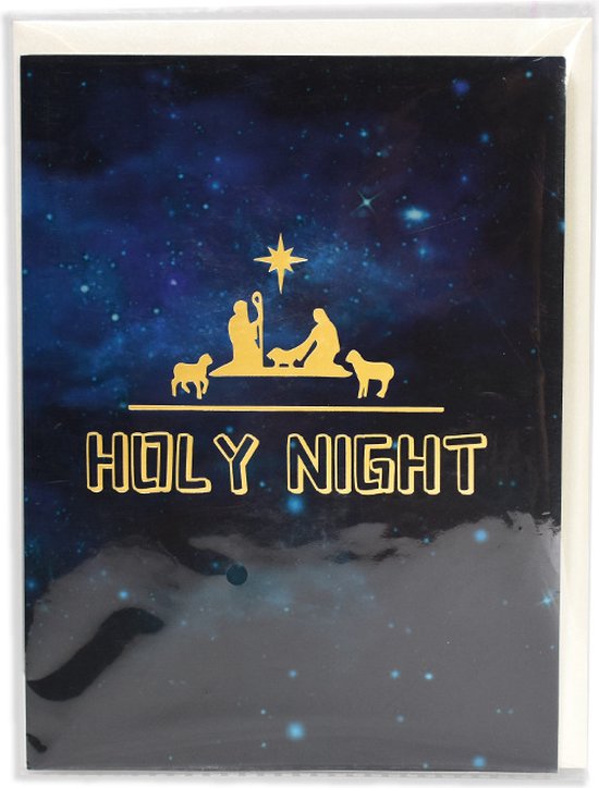 3D Kerstkaart Heilige Nacht – Luxe Pop-Up Kaart met Kerststal en Envelop