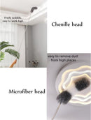 3-in-1 telescoopsteel met plumeau, lamellen- en chenillekop