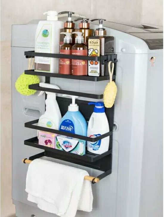 TDR - Multifunctioneel Ophangbaar Keukenrek of badrek- multifunctioneel organiser - 3  lagen Magnetisch - Zwart
