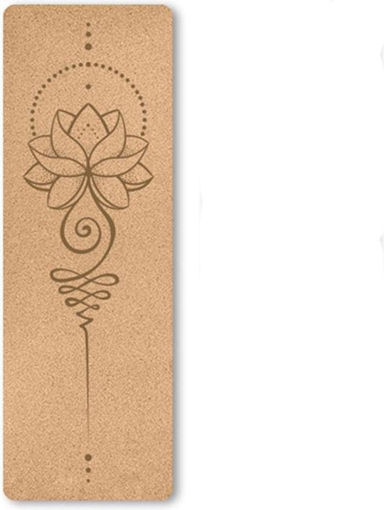 Yoga mat - Natuurlijk kurk en TPE - vrij van schadelijke stoffen, hypoallergeen en 100% (biologisch) afbreekbaar - zeer geschikt voor Yin Yoga en Kundalini Yoga met draagtas en draagband- 183x66x0,5 cm - lotus