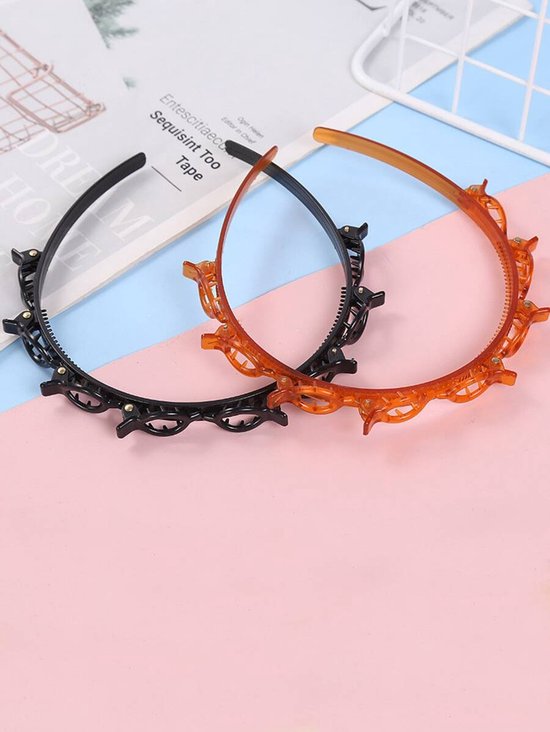 Haarband met klemmen-Haarband met clips- Antislip Haarband-Dubbele Pony Kapsel Haarspeld- 2stuks.