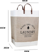 Bedrukte wasmand katoen-linnen 40x30x55 cm, opvouwbaar beige