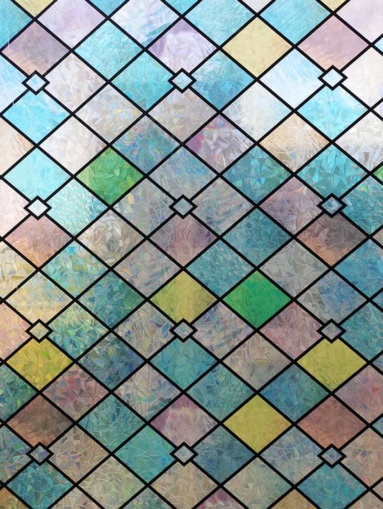 Milieuvriendelijke PVC Glasfolie - Kleurrijk Ruitjespatroon