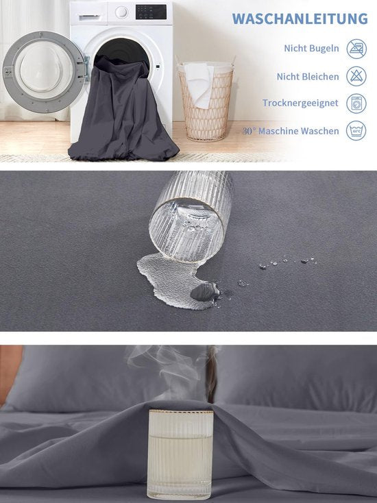 Matrashoes - Ademend & Antibacterieel - Waterdicht - Bescherm uw matras tegen vloeistoffen & allergieën - 90x200cm-grijs