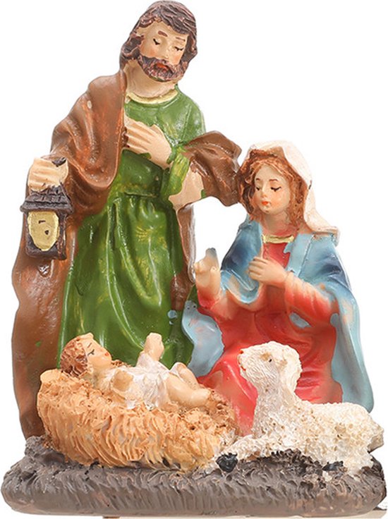 2-Delige Kerststal Set - Maria, Jozef en Kindje Jezus - Compacte en Gedetailleerde Kerstdecoratie