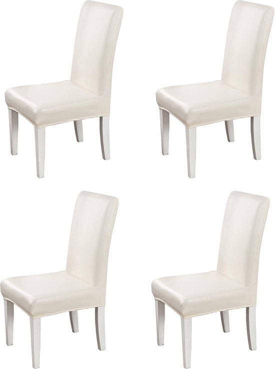 2 Stuks Stoelhoezen Eetkamerstoelen Stretch- imitatie leer-Waterdicht--cream