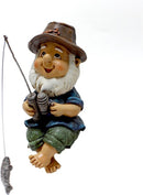 Vissende Tuinkabouter - Handgeschilderd Hars Beeldje