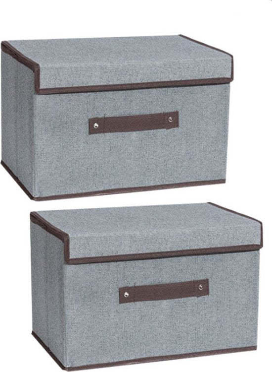 2 Opvouwbare Opbergboxen - Stevig Grijs 37x24x24 cm