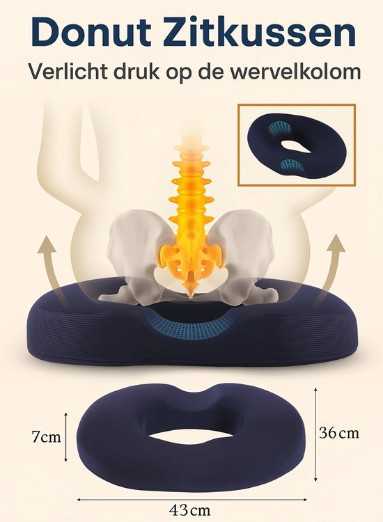 TDR Orthopedisch Traagschuim Ringkussen - Donut Zitkussen