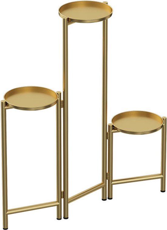 opvouwbare bloemen en plantenrek in Scandinavische stijl -metaal -champagne goud-hoogte 69,5 cm