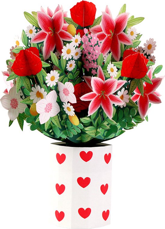 Betoverende 3D Pop-up Bloemenkaart - Een Magische Bloemenpracht-Compleet met Boodschapskaartje