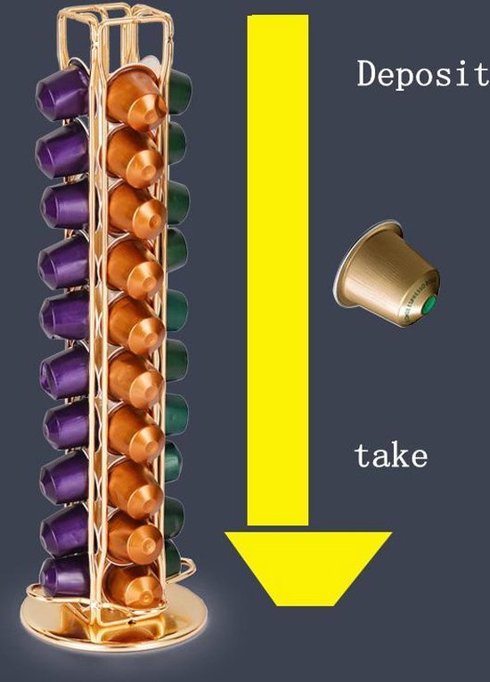 TDR-Draaibare capsulehouder - Geschikt voor Nespresso en compatible Capsules - 40 stuks -goud