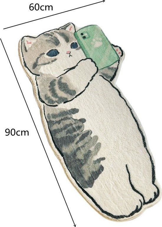 Katvormig Tapijt met Telefoon - Cadeau voor Dierenliefhebber