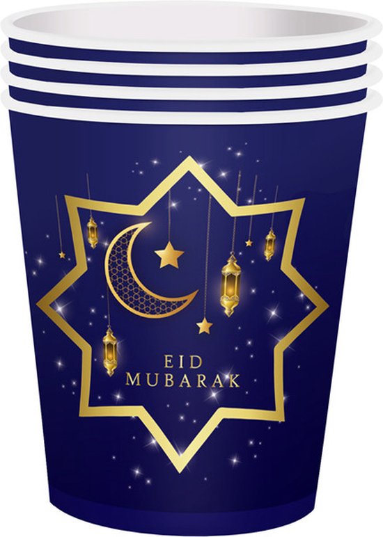 81 delig feestdecoratie set - islamitische Thema: Eid Mubarak / Ramadan / Suikerfeest - met tafelkleed, borden, servetten en bestek