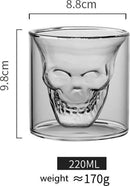 4x Skull Shotglazen 220ml - Transparant Whiskeyglas
