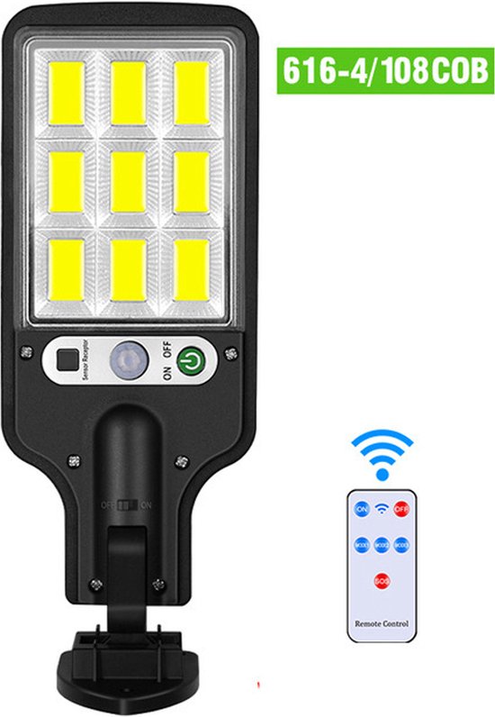 Tuinverlichting op zonne-energie met afstandsbediening-IP65-180 COB LED-Buitenlamp- Bewegingssensor & Nachtsensor