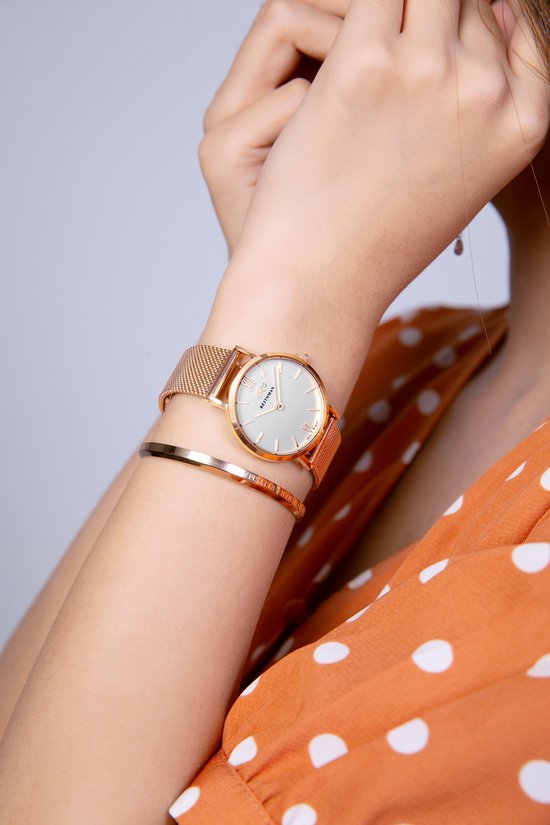 REITSMAN Rijn Rosegoud /  Wit  -  W00.2908RGME -  Horloge - Rosegoud - Mesh - Ø32mm