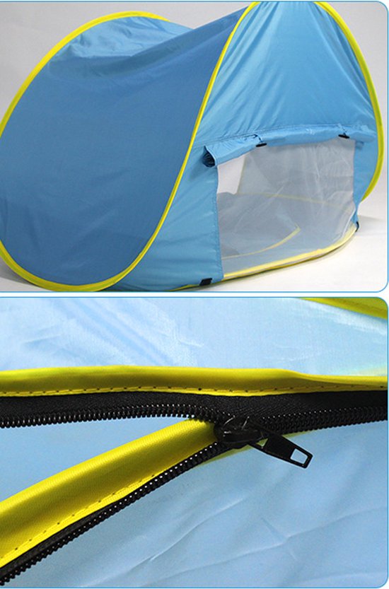 Baby strandtent met zwembad - UV 50+ bescherming - polyester - blauw
