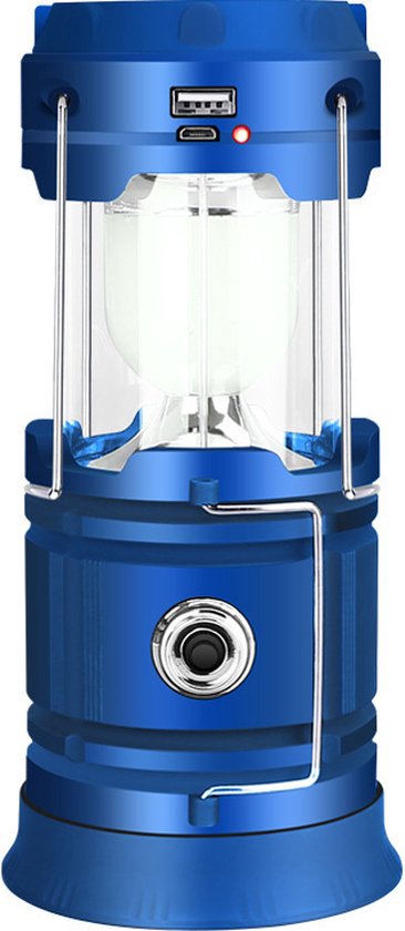 Multifunctionele Solar LED campinglamp blauw