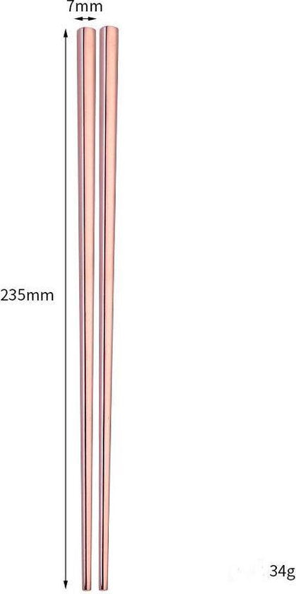 Set van 5 Roestvrijstalen Eetstokjes - Vierkant - Roze