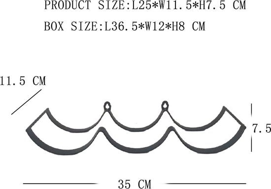 Toiletpapierhouder met golven design zwart 35x11.5x7.5cm