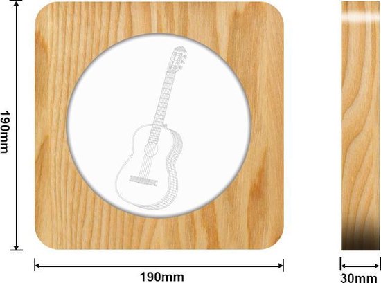 Houten Tafellamp - LED - Gitaar Figuur