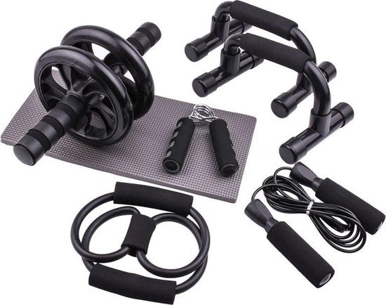 Fitness Set met Opbergrugzak - Ab Roller, Opdruksteunen