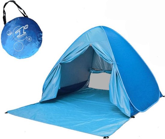 Pop-up strandtent blauw met draagtas