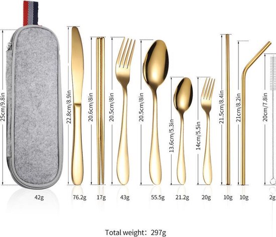 RVS bestekset 9-delig goud