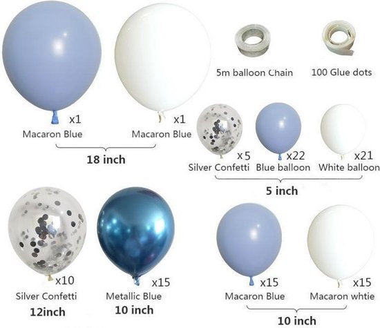 Ballonnenset 107-delig Blauwtinten voor Verjaardag