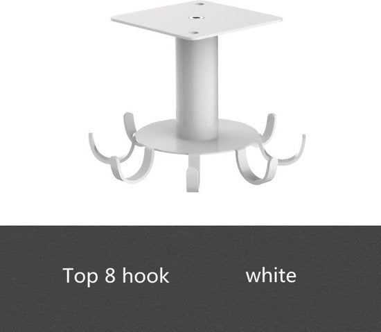 Keuken opberg haak - Draaibaar rek - 8 haken - Wit