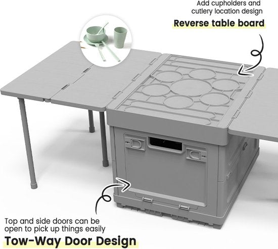 Opvouwbare opbergbox met grote capaciteit - grijs