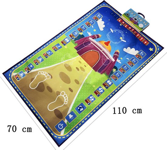 Islamitische Interactieve Gebedsmat Kinderen Geel 110x70cm